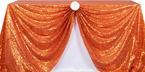 ShinyBeauty 60x102-Inch-Orange-Sequin Rectangular Tablecloth for Party Cake Dessert Table (Orange)...