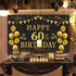 Trgowaul 60th Birthday Backdrop Gold and Black 5.9 X 3.6 Fts Happy Birthday Party Decorations Banner for Women Men Photography Supplies Background...