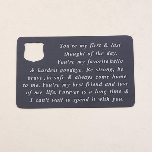 BEKECH Police Jewelry Police Officer Wallet Card Husband Gift You're My First and Last Thought Wallet Insert Gift from Wife...