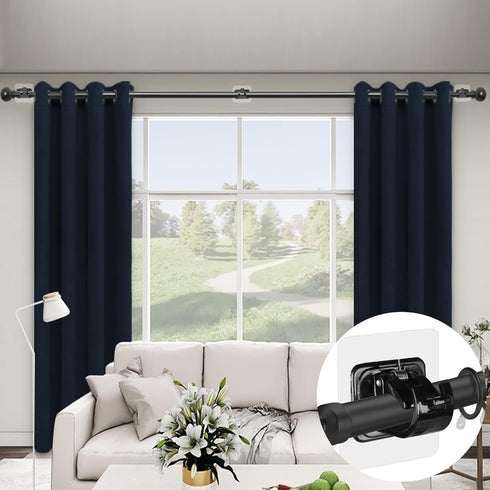 8PCS No Drill Curtain Rod Brackets No Drilling Self Adhesive Curtain Rod Holder Hooks Nail Free Curtain Rod Hooks Curtain Hangers for Bathroom Kit...