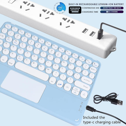 Bluetooth Keyboard,10-inch Wireless Bluetooth Keyboard with Touchpad for iPad Ultra-Slim Small Portable Rechargeable Keyboard with Trackpad for iP...