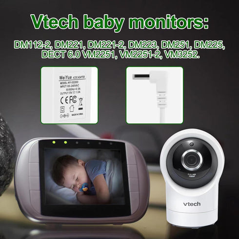 for VTech Baby Monitor Power Supply for VTech DM221 DM221-2 DM223 Sound Audio Baby Monitor Charger Power Adapter...