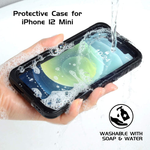 iPhone 12 mini Waterproof Case, Shockproof Dustproof Snowproof Fully-Body Protective Cover with Screen Protector Clear Back New Designed for iPhon...