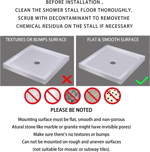 Yimobra Shower Stall Mat Non Slip, 21x21 Inch, Soft Square Bath Mat for Shower with Suction Cups and Drain Holes, Stall Floor Mats for Bathroom, M...