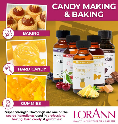 LorAnn Oils Super Strength Flavoring - Used For Candy Making, Flavoring Extracts, Baking, Hard Candy, and Flavor Oils - Bold, Natural Flavors 4X S...