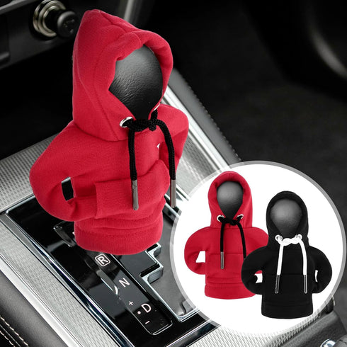 Universal Car Gear Shift Hoodie, 2PCS Upgraded Hoodie Car Gear Shift Cover(6.3in) Funny Shifter Hoodie,Interior Accessories,Red and Black Car Deco...