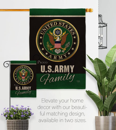 Army Proudly Family Burlap Garden Flag - Armed Forces Rangers United State American Military Veteran Retire Official - House Decoration Banner Sma...