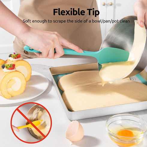 U-Taste Silicone Baking Spatula Set: 600ºF High Heat Resistant, Food Grade Flexible Rubber Kitchen Cooking Mixing Scraper, Food Grade Seamless Ute...