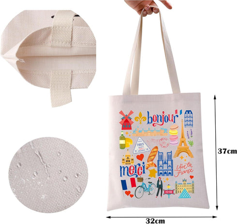 ZJXHPO Paris Tote Bag France Travel Gift Paris Souvenir Shoulder Bag Paris Trip Handbag Paris Vacation Gift...