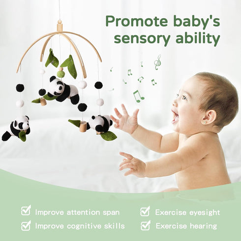 Baby Crib Mobile - Panda Mobile for Crib, Nursery Mobile Decor, Baby Bassinet Mobile Toy - Shower Set for Infant Bedroom Hanging Decoration, Gende...