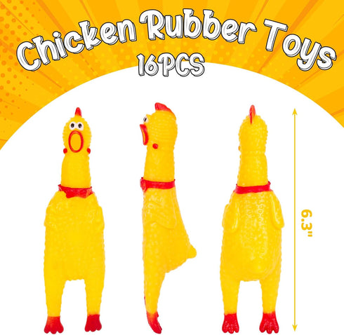 LovesTown 16PCS Rubber Chickens, Screaming Chicken Toys, Chicken Squeaky Toy Squeeze for Kids Party Favors Prank Toys Dog Toys...