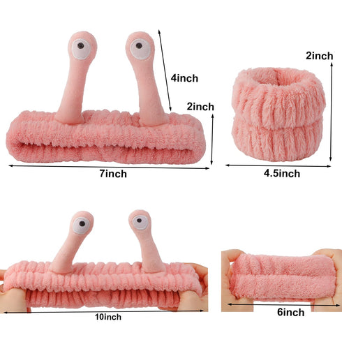 Face Wash Headband, Wrist Bands for Washing Face, Skincare Headband, Makeup Headband, Head Band for Washing Face, Snail Spa Hair Band, Trendy Stuf...