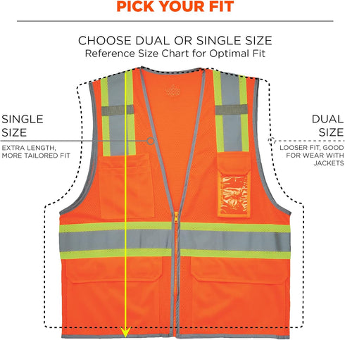 Ergodyne GloWear 8246Z ANSI High Visibility Two Tone Mesh Safety Vest with Reflective Binding, Orange, 2X-Large/3X-Large...