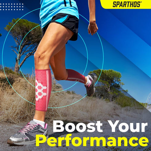 Sparthos Calf Compression Sleeves (Pair) – Leg Compression Socks for Men and Women – Shin Splint Calf Pain Relief Calf Medical Leg Pain and Cramps...