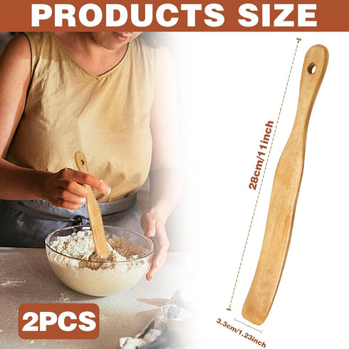 2Pcs Wooden Spatula for Cooking, Sourdough Spurtles Kitchen Tools Wooden Spurtle Spatula Dough Stir with Hanging Holes Sourdough Spatula, Kitchen ...