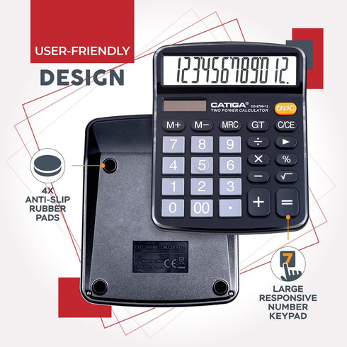 Desktop Calculator (2 Pack) 12 Digit with Large LCD Display and Sensitive Button, Solar and Battery Dual Power, Standard Function for Office, Home...