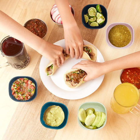 12 Pack Mini Square Dinnerware Bowls for Kids 4.5 OZ Unbreakable Wheat Straw Dipping Bowls, Small Bowls Perfect for Prep, Nuts, Candy, or Dips(Mul...