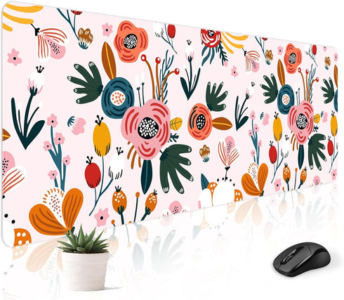 Mouse Pad Desk Mat Gaming Large Keyboard Cute Office Desktop Computer Laptop Floral XXL Long Giant Big Kawaii Aesthetic Girly Pretty Design Women ...