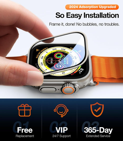 UltraGlass TOP 9H+ Glass for Apple Watch Ultra 2/Ultra Screen Protector (Military Grade Shatterproof & Longest Durable) Original Fit & Full Covera...