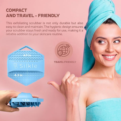 Silicone Body Scrubber - Exfoliating Bath Brush and Skin Cleanser - Shower Sponge for Gentle Body Scrub and Wash - Silicone Scrubbing Care Tool fo...
