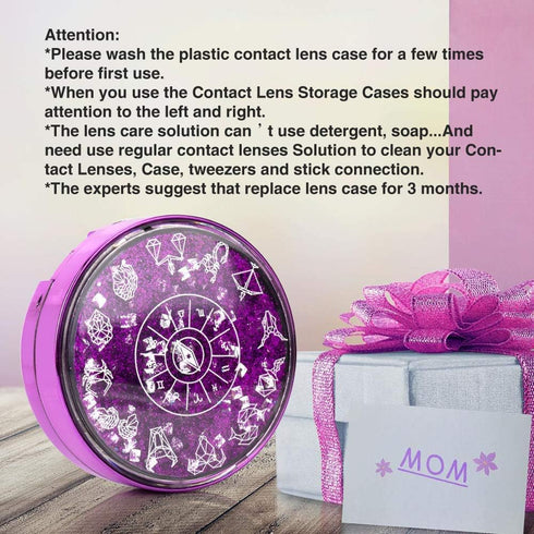 Contact Lens Case, Bling Constellations Contact Cases with Tweezers Remover Tool Mirror Solution Bottle Contact Lenses Storage Container Kit for T...