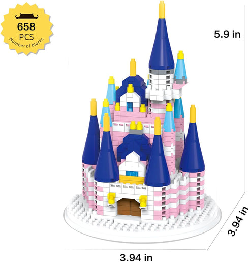 658 Pcs Castle Micro Building Blocks Mini Blocks Building Sets Building Bricks Architecture Model Gift for Age 14+ Kids Teens and Adult (blue)...