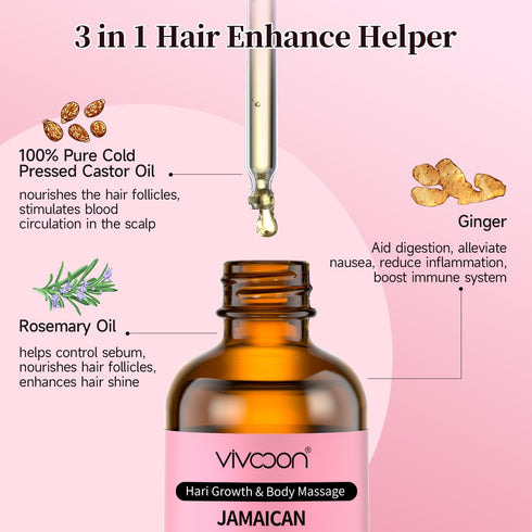 Jamaican Black Castor Oil with Rosemary, Black Castor Oil Cold Pressed, Organic Castor Oil for Hair Growth, Eyelashes and Eyebrows Growth, Castor ...