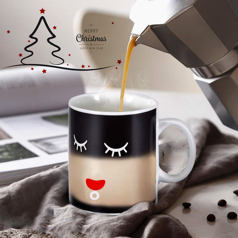 IPOW 2 Pack Color Changing Mug Magic Mug Heat Changing Mugs For Morning Coffee Tea Milk Ceramic Coffee Mugs Heat Sensitive Mug for All Holliday Sp...