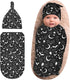 Goth Baby Stuff,Newborn Swaddle Blanket Black Baby Swaddle Blanket,Swaddle with Beanie Hat Set, Baby Stuff Newborn Receiving Blanket for Baby Boy ...