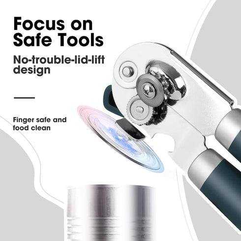 Can Opener Manual with Magnet and Sharp Blade Smooth Edge, Handheld Openers with Big Effort-Saving Knob, Can Opener with Multifunctional Bottles O...