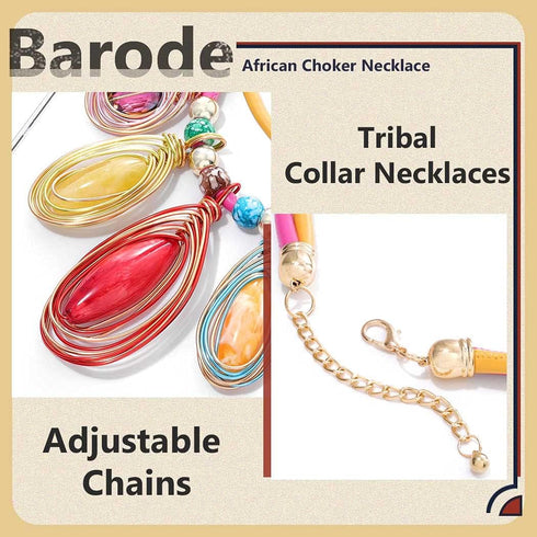 Barode African Statement Choker Necklaces Colorful Chunky Bib Collar Necklace Ethnic Indian Tribal Jewelry Set for Women (A)...