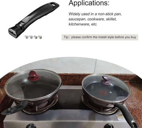 MECCANIXITY Pan Replacement Handle Black 7x1inch Nonstick Saucepan Cookware Skillet Heat-Resistant Handle with Screw...