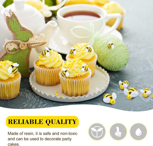 Hicarer 45 Pieces Tiny Bees Craft Decoration Party Decor Flatback Honey Resin Bee Shaped Embellishment with Storage Box for DIY Craft Home(0.98 In...