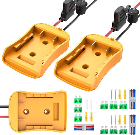 3 Packs Power Wheels Adapter for Dewalt 20V Battery, Power Wheels Battery Converter Kit with Fuse & Switch & Wire Terminals & 12 AWG Wire for DIY ...