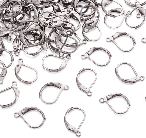 Pandahall 100pcs Stainless Steel Lever Back Hoop Earrings Surgical Earring Components for Jewelry Makings 13x10x1.5mm...
