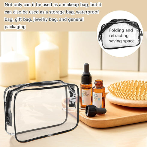 15 PCS Transparent Cosmetic Bags Clear Toiletry Bags Waterproof Makeup Bags PVC Plastic Zippered Organizer Cases for Travel Vacation Bathroom......
