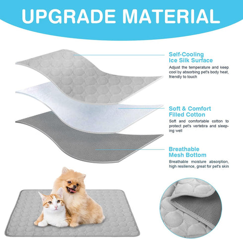 Pet Cooling Bed Mats Dog Cooling Mat Washable Comfort Breathable for Dogs and Cats Indoor Outdoor, Keep Cool Ice Silk Sleeping Mat for Summer Hot ...