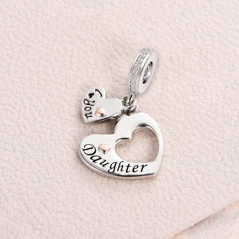 I Love You Heart Dangle Charms Compatible with Pandora Bracelet Necklace for Mom Daughter Grandma Granddaughter Nana Auntie Wife Sister Best Frien...