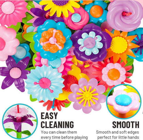 FUNZBO Flower Garden Building Toys for Girls - Toddler Toys for 3, 4, 5, 6, 7 Year Old Girls Gifts, Stacking Toys for Toddlers, Toddler Out Door T...