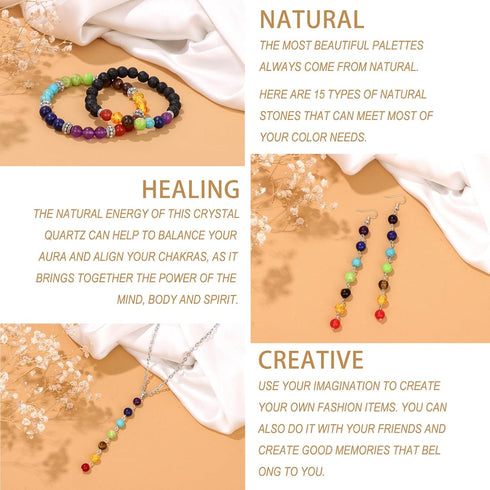 Raicegs Chakra Beads for Jewelry Making Real Natural Stone Beads for Bracelets Making Kits Healing Crystals DIY Gemstone for Necklace Earring Maki...