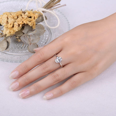 JewelryPalace Oval Cut 2ct Cubic Zirconia Engagement Rings for Women, 14K White Gold Plated 925 Sterling Silver Promise Ring for Her, Simulated Di...