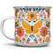 Floral Butterfly Enamel Camping Coffee Mug, Nature Flowers Botanical Gift Cup Friend Coworker Women Mom (12oz)...