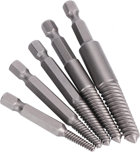 5pcs Broken Head Screw Screw Extractor Hex Handle Electric Extracting Tool Damaged Bolts Removal Tool Easy Out Kit...
