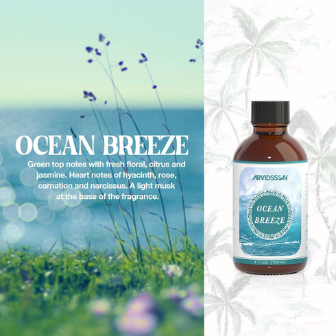 Ocean Breeze Essential Oil 4 Fl Oz (120ml) - ARVIDSSON Spring Summer Fragrance Oil, Ocean Breeze Oil for Diffusers, Candle Making, Homemade Soap...
