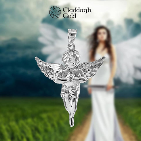 Religious Jewelry .925 Sterling Silver Angel Charm Pendant - Pendant Only...