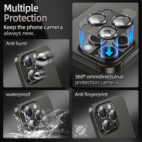 AFARER 2024 Camera Lens Protector iPhone 15 Pro/iPhone 15 Pro Max, Upgraded Metal Tempered Glass Film Strong Adsorption Anti-Scratch Screen Protec...