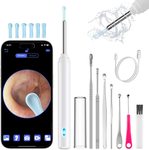 Ear Wax Removal Tool Camera, Ear Cleaner with Camera, Ear Cleaning Kit 1296P HD Ear Scope, 6 LED Lights and 6 Ear Picks, Earwax Removal with Otosc...