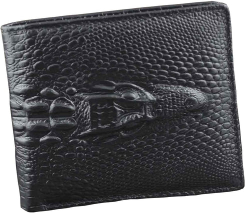 Crocodile Alligator Head Real Leather Men Bifold Slim Coin bill Wallet Purse...
