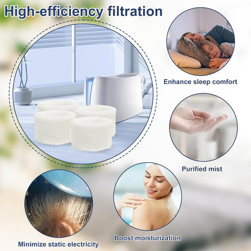 Horyliin 4 Pack Humidifier Filters Replacement for Vicks Kaz WF2 Cool Mist Filters Kaz3020 Vicks V3100 V3500 V3500N V3600 V3800 V3850 V3900 VEV320 and Honeywell HCM-300T HCM-315T HCM-350
