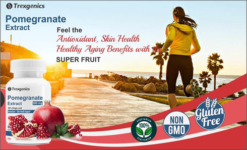 Trexgenics® Pomegranate 500 mg 40% Ellagic Acid, Antioxidant, Skin Health Blood Circulation Support (60 Veg. Capsules)...